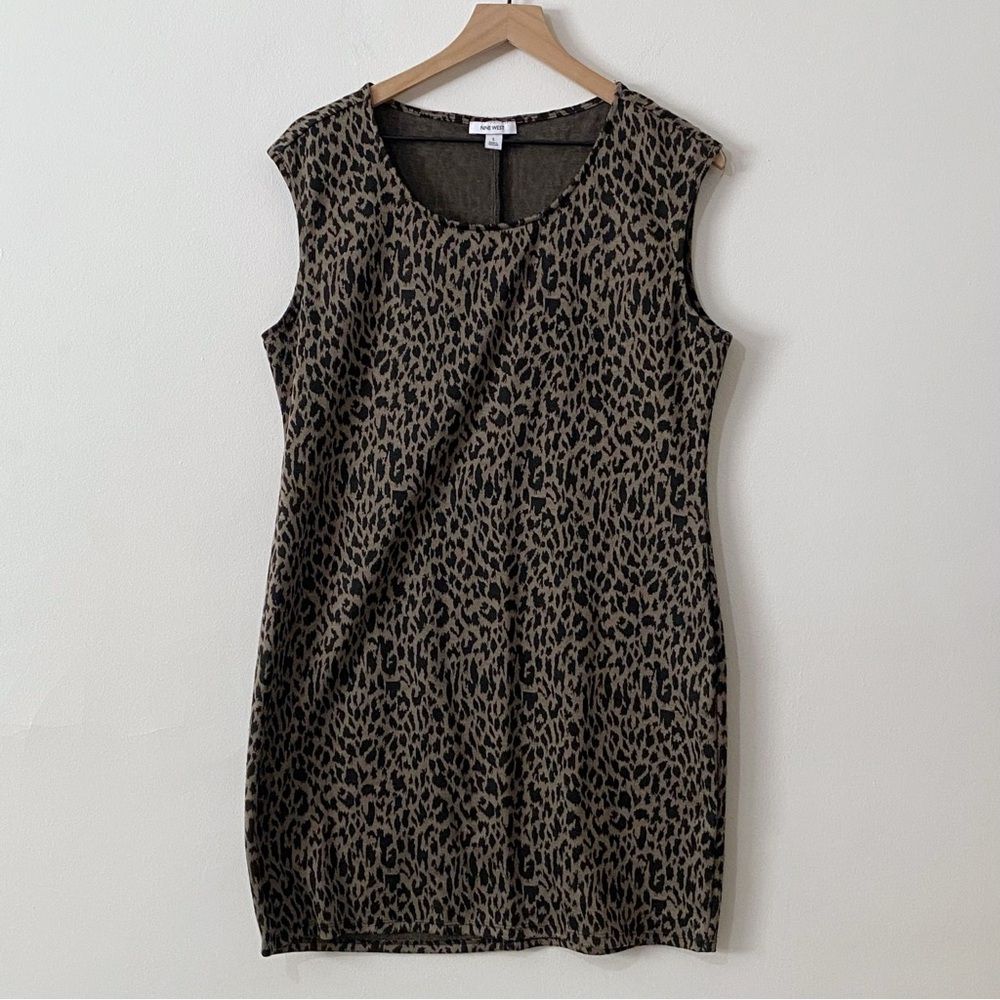 Nine West Brown Black Animal Print Shift Dress